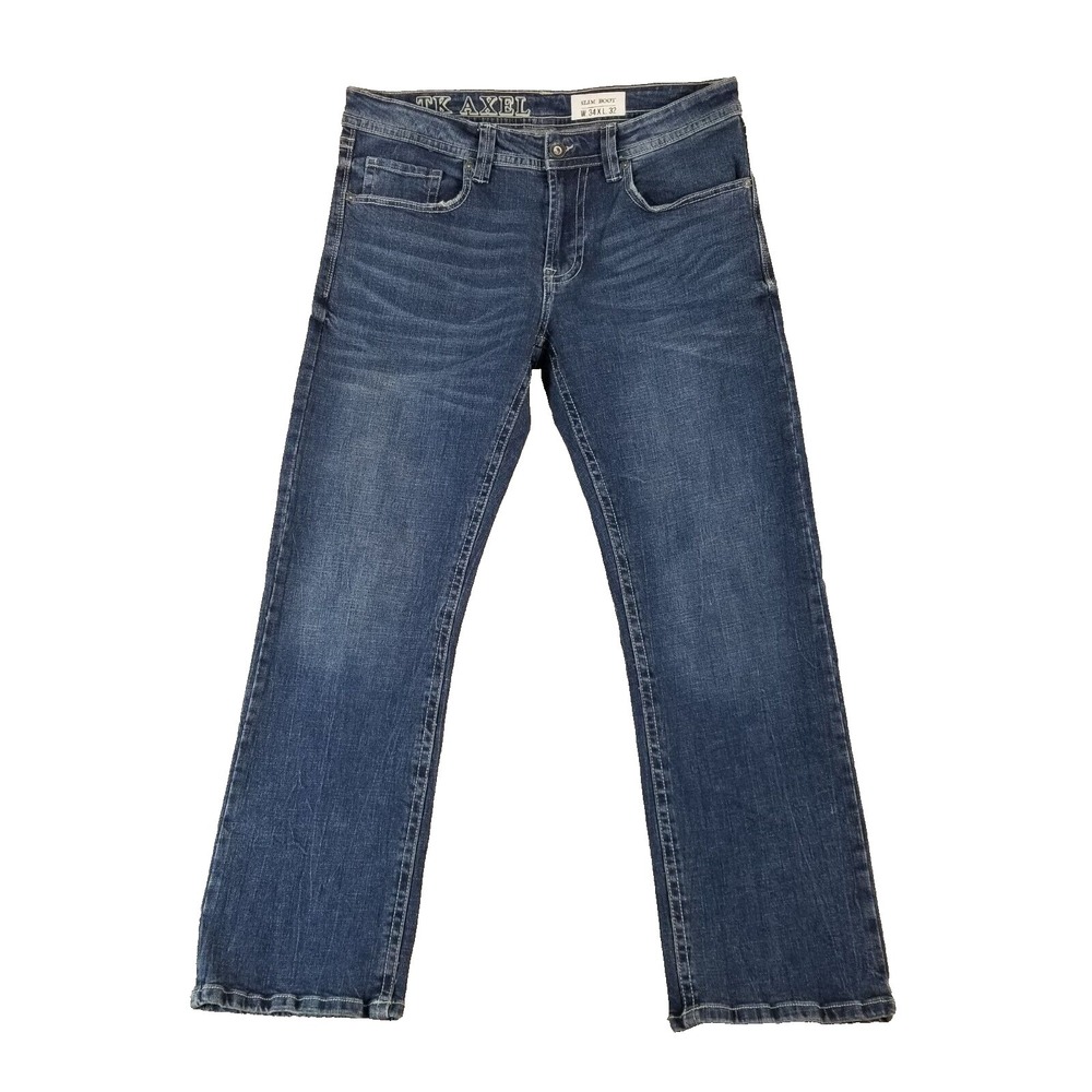 TK Axel Jeans men's 34x32 actual 36x32 Slim boot cut blue denim pants retro